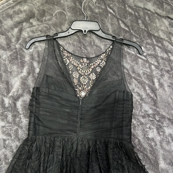 Adrianna-Papell rosette mesh Jewels illusion Neckline long gown - Picture 12 of 13